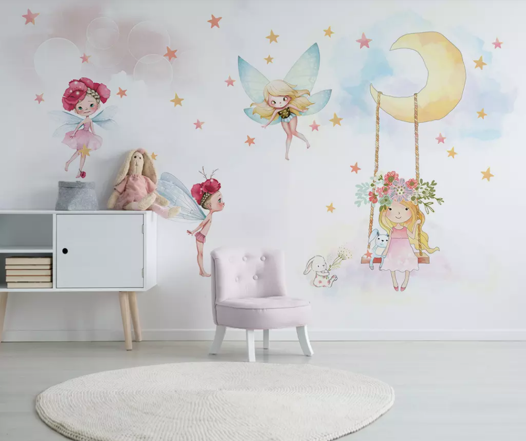 3D Moon Cute Elf WG898 Wall Murals