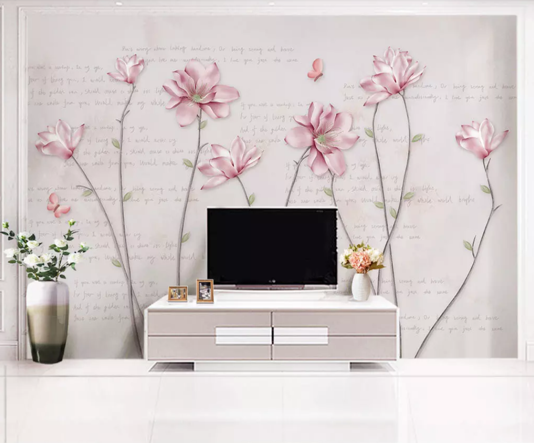 3D Pink Flowers WC48 Wall Murals Wallpaper AJ Wallpaper 2 