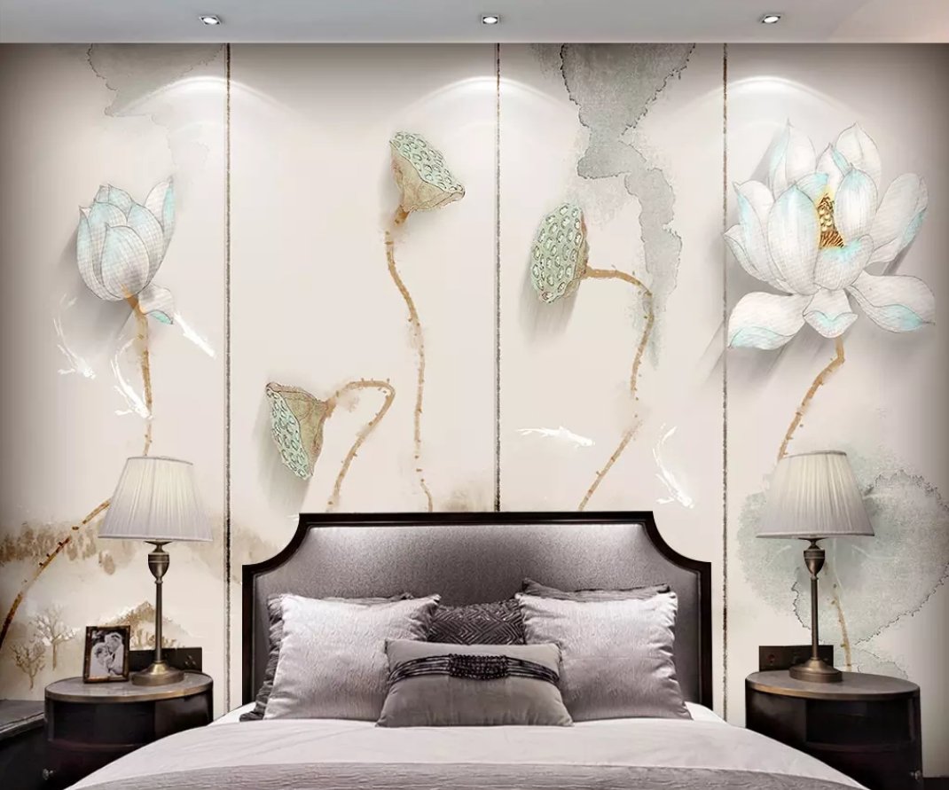 3D Lotus 374 Wall Murals Wallpaper AJ Wallpaper 2 