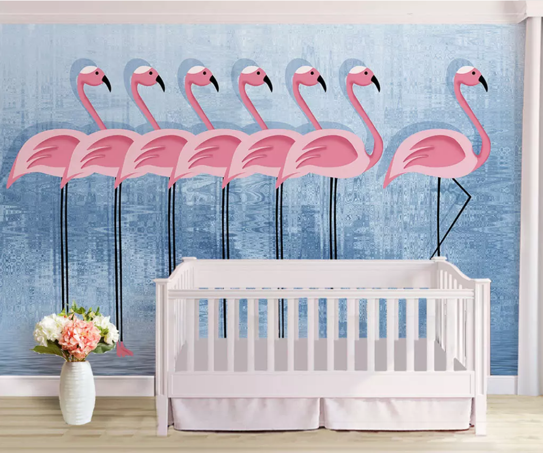 3D Cute Flamingo WG570 Wall Murals