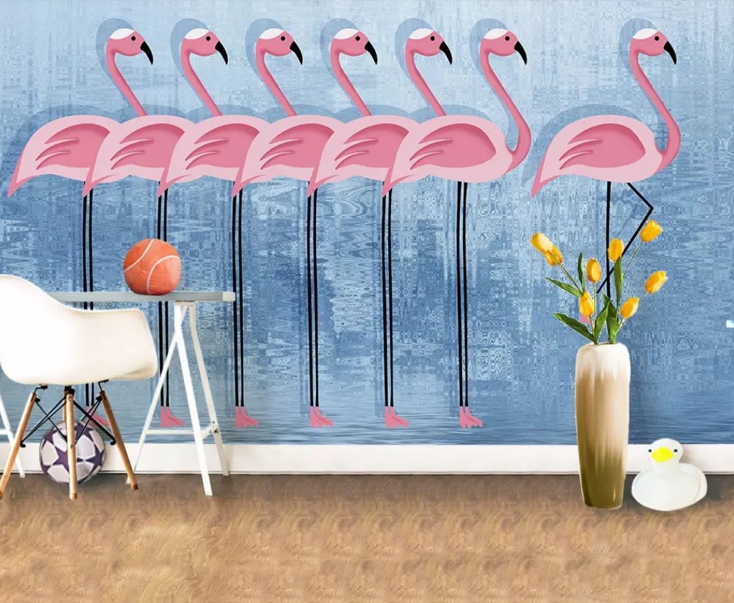 3D Pink Flamingo 134 Wall Murals Wallpaper AJ Wallpaper 2 