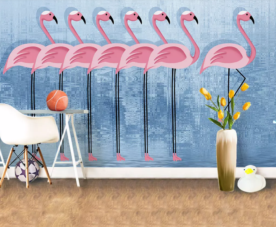 3D Cute Flamingo WG570 Wall Murals