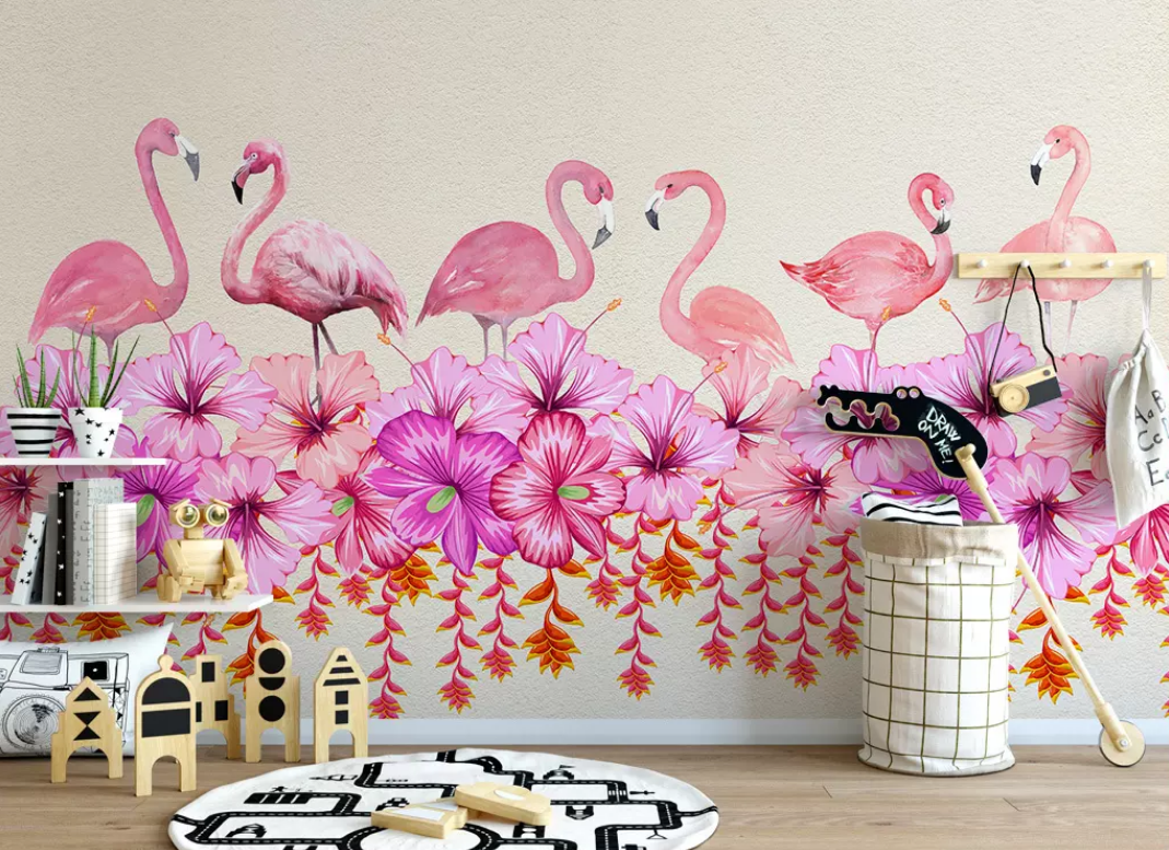 3D Flower Flamingo WG793 Wall Murals