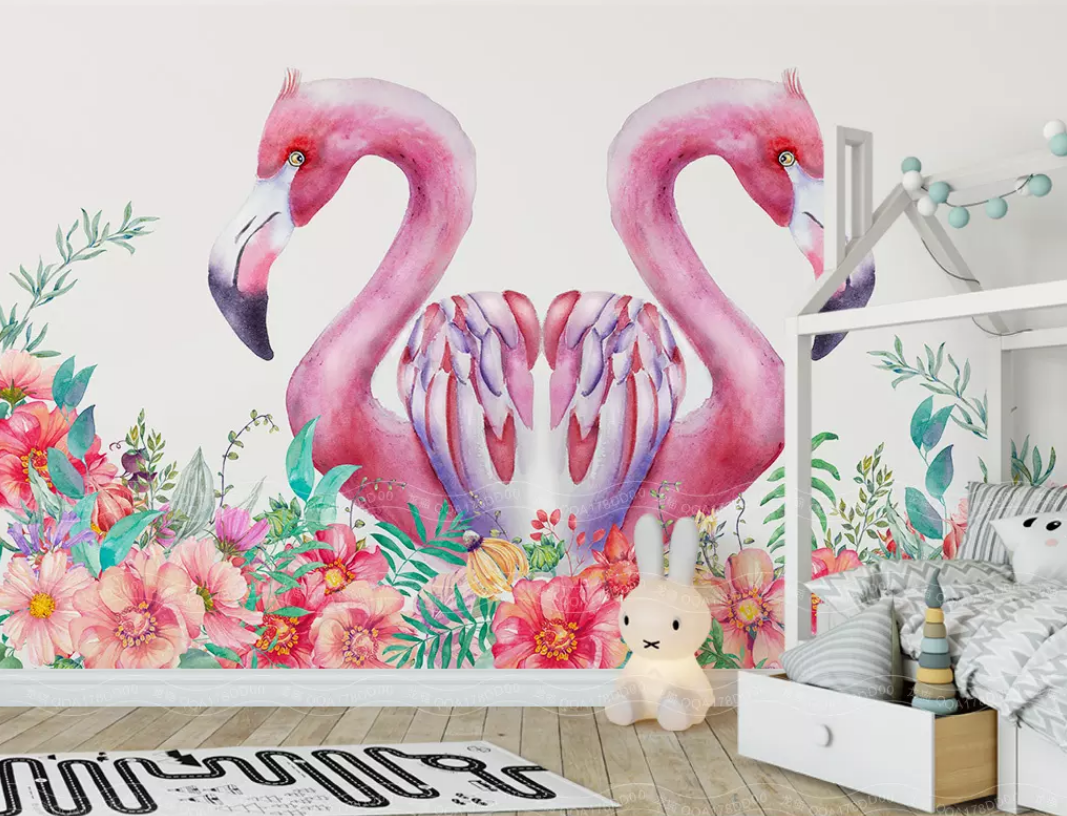 3D Flamingo Flower WG732 Wall Murals