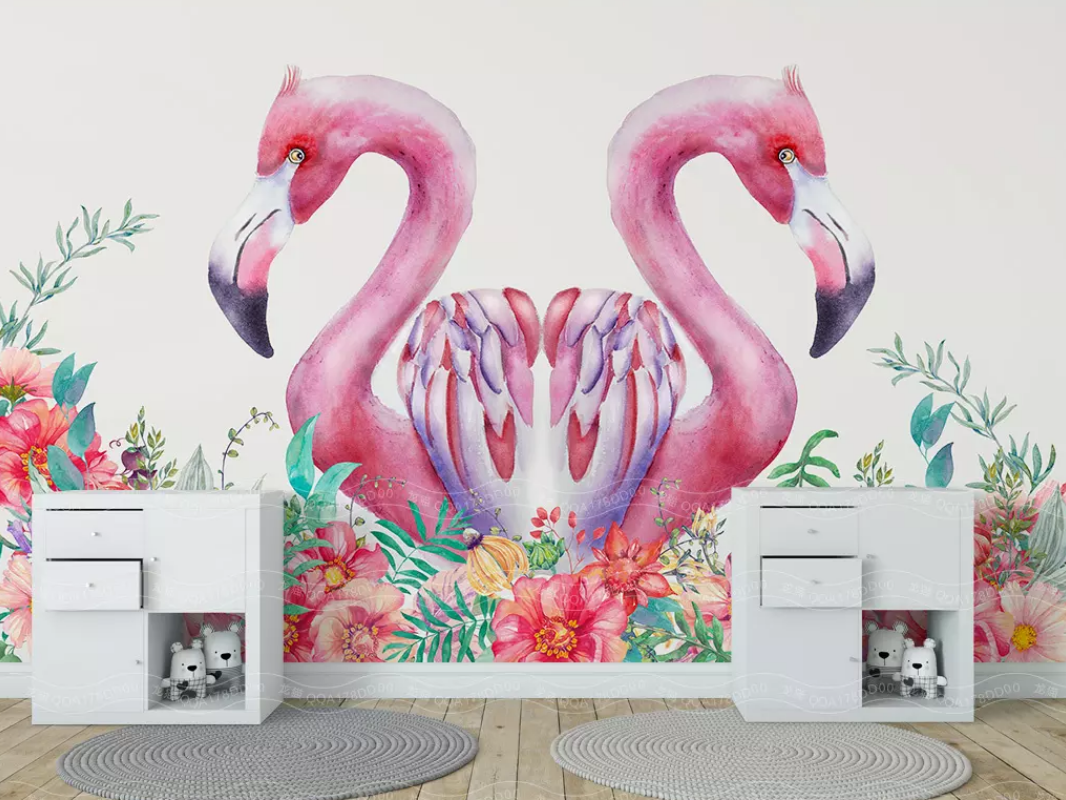3D Flamingo Flower WG732 Wall Murals