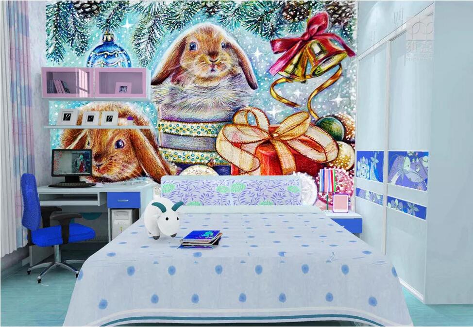 3D Cute Rabbit Gift WG574 Wall Murals