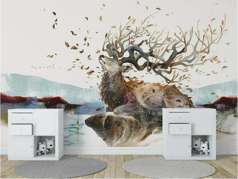 3D Deer Leaves WG733 Wall Murals