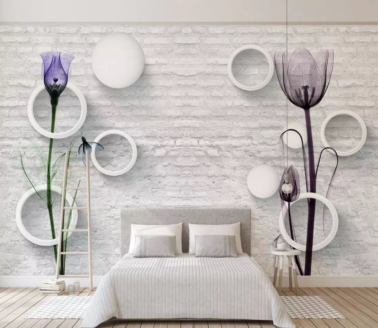 3D Round Flower 042 Wall Murals Wallpaper AJ Wallpaper 2 
