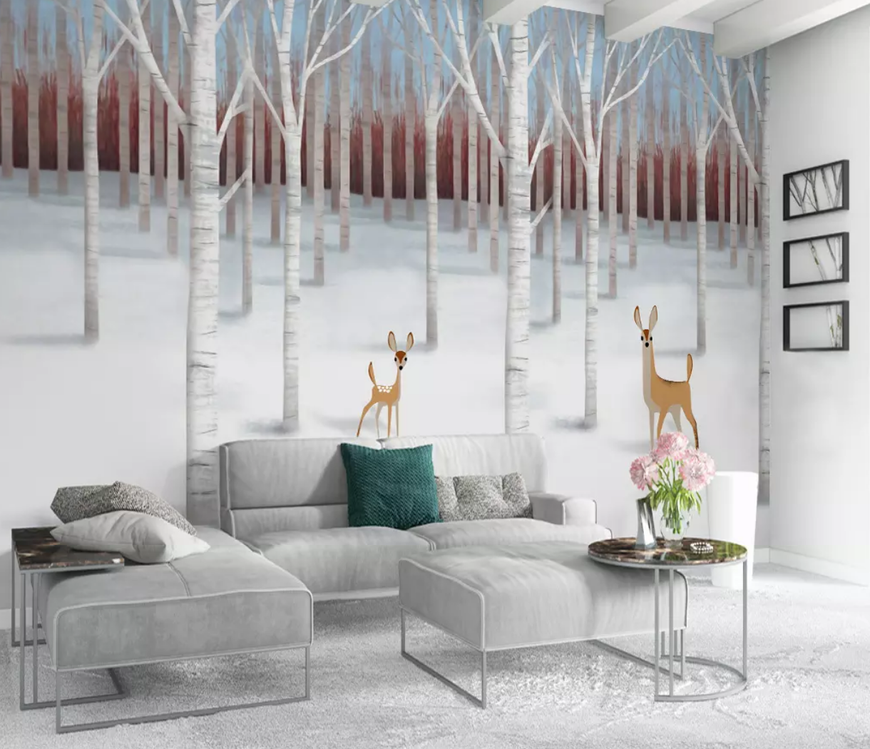 3D Snow Deer WG724 Wall Murals