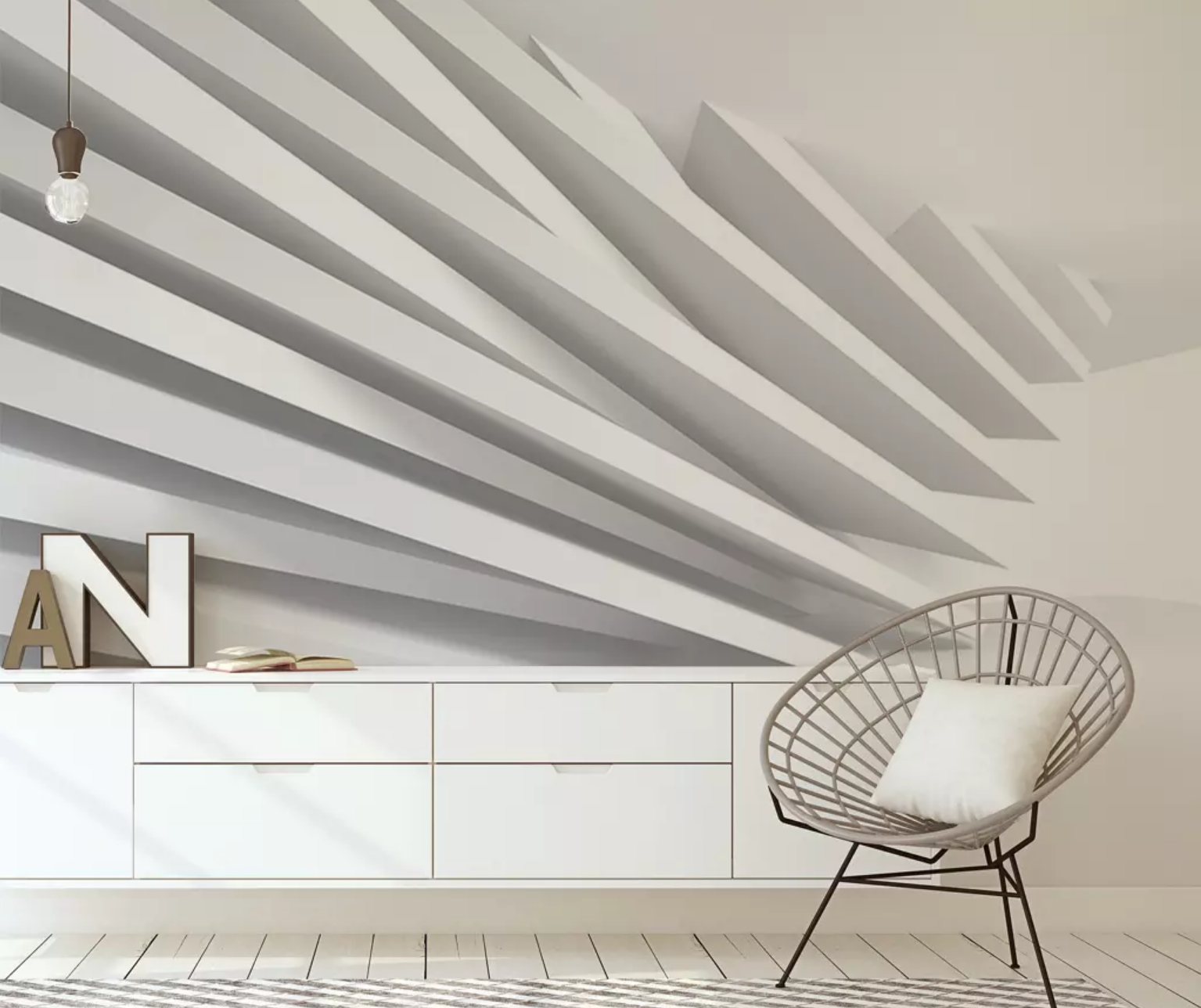 3D White Building WG1008 Wall Murals