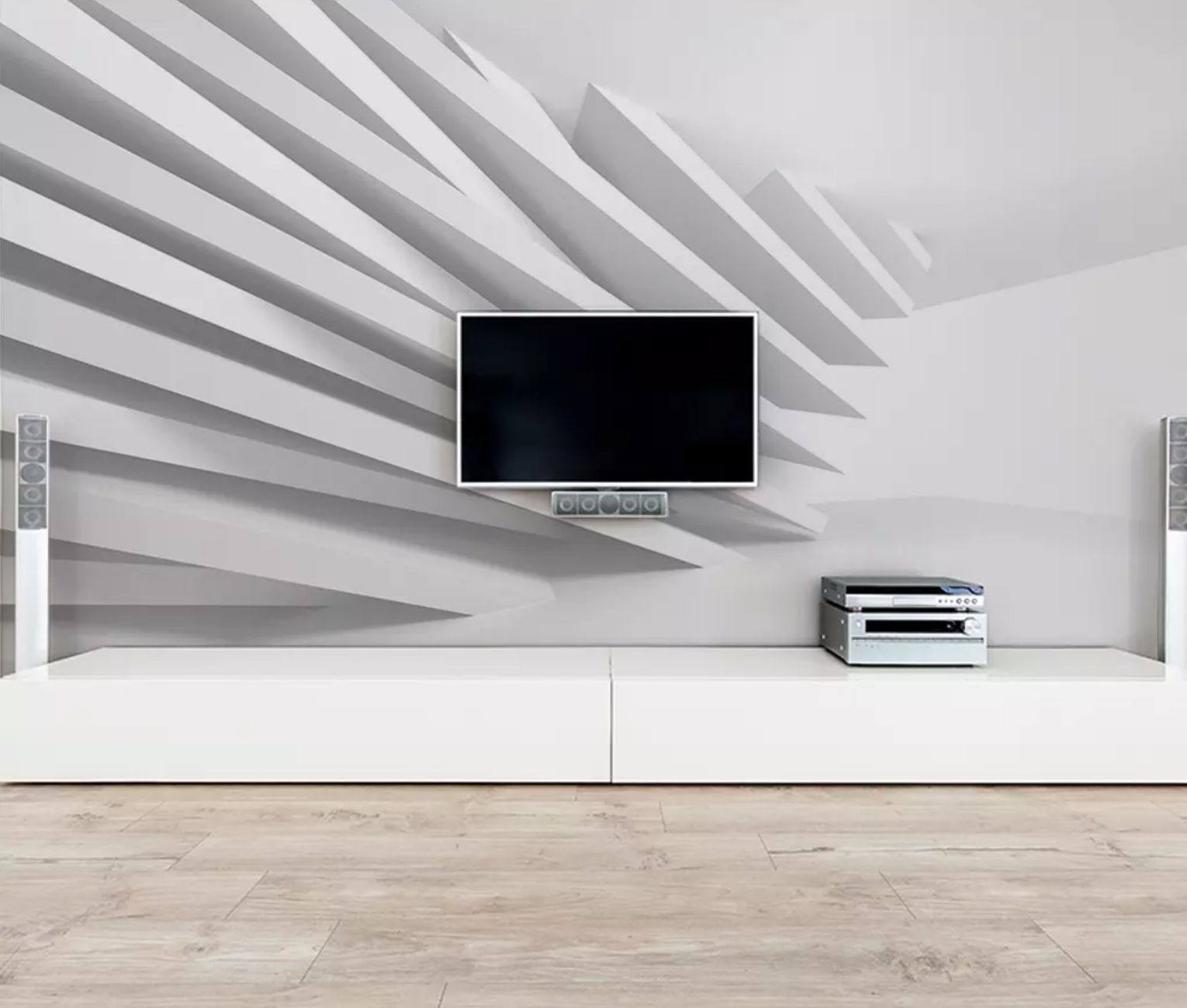 3D White Building WG1008 Wall Murals