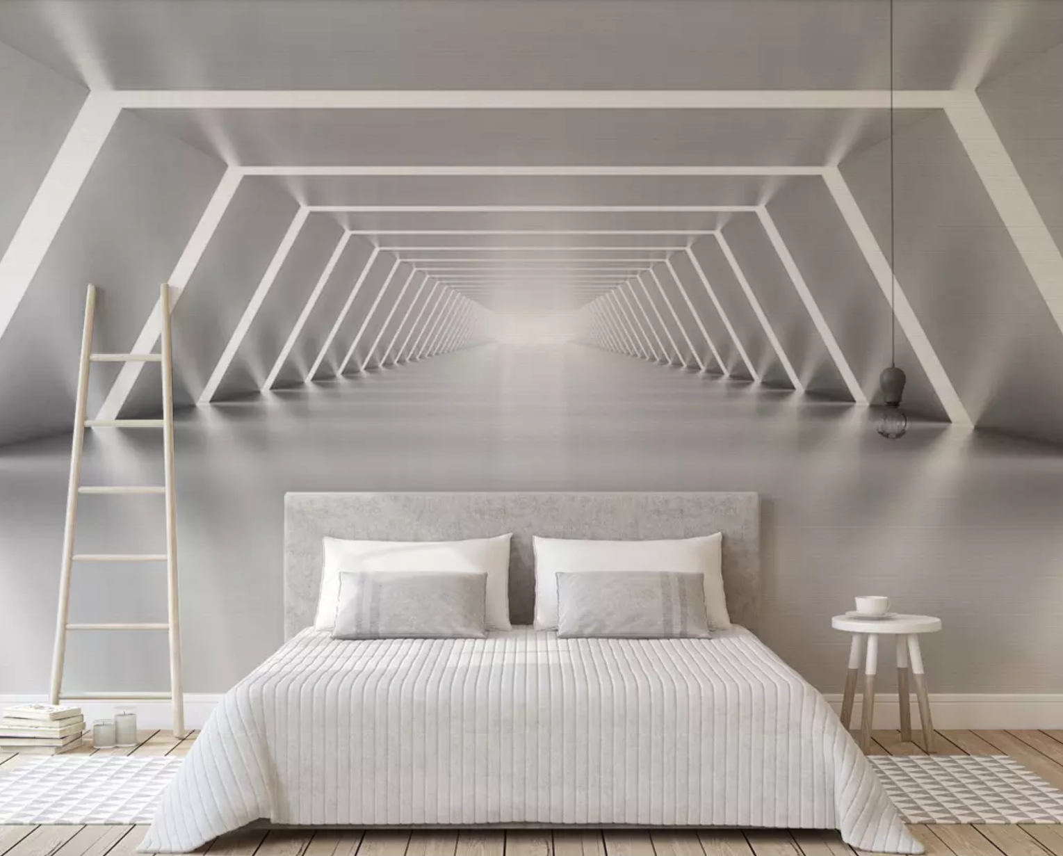 3D White Corridor WG1002 Wall Murals