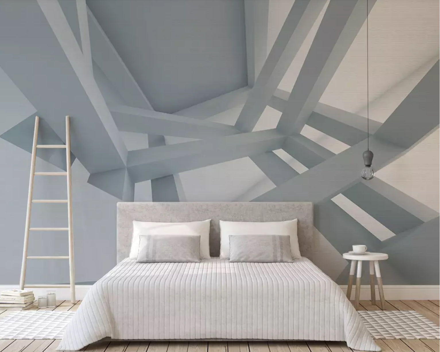 3D White Geometry WC12 Wall Murals Wallpaper AJ Wallpaper 2 