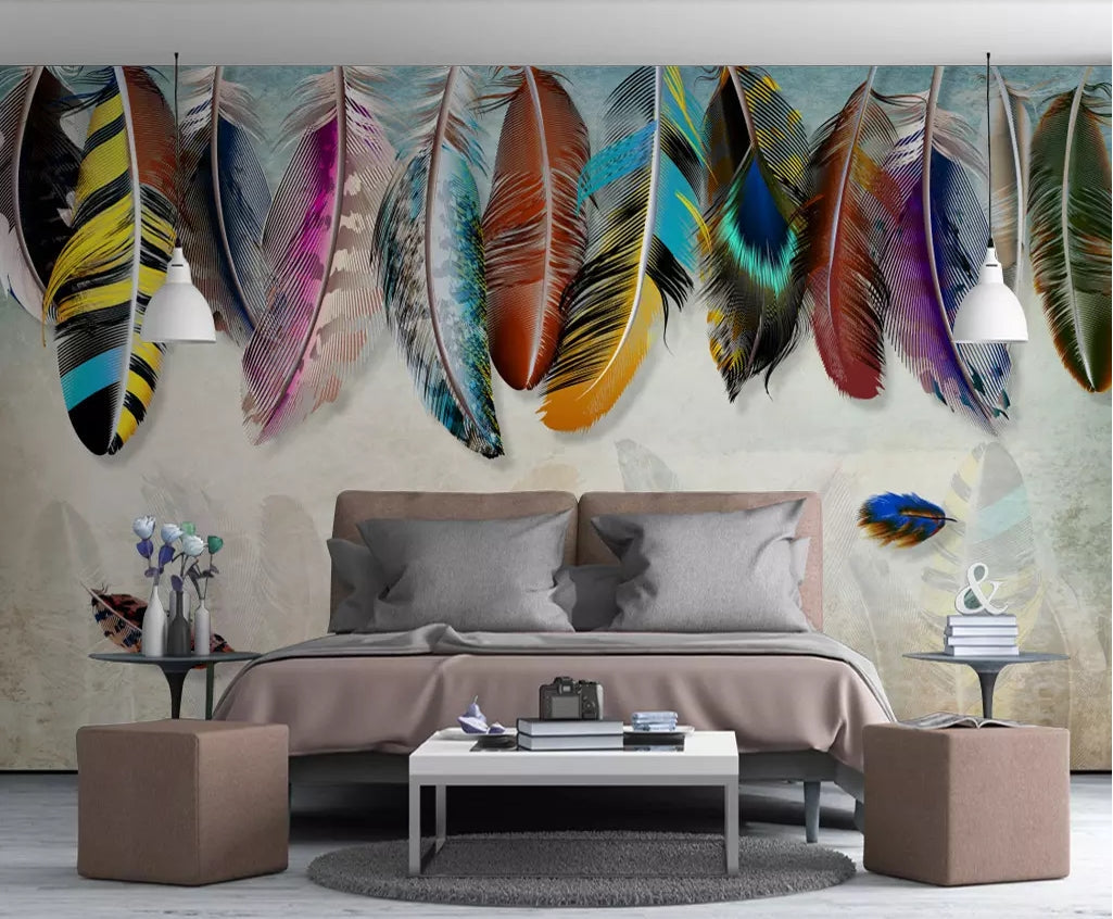 3D Colored Feather WC14 Wall Murals Wallpaper AJ Wallpaper 2 