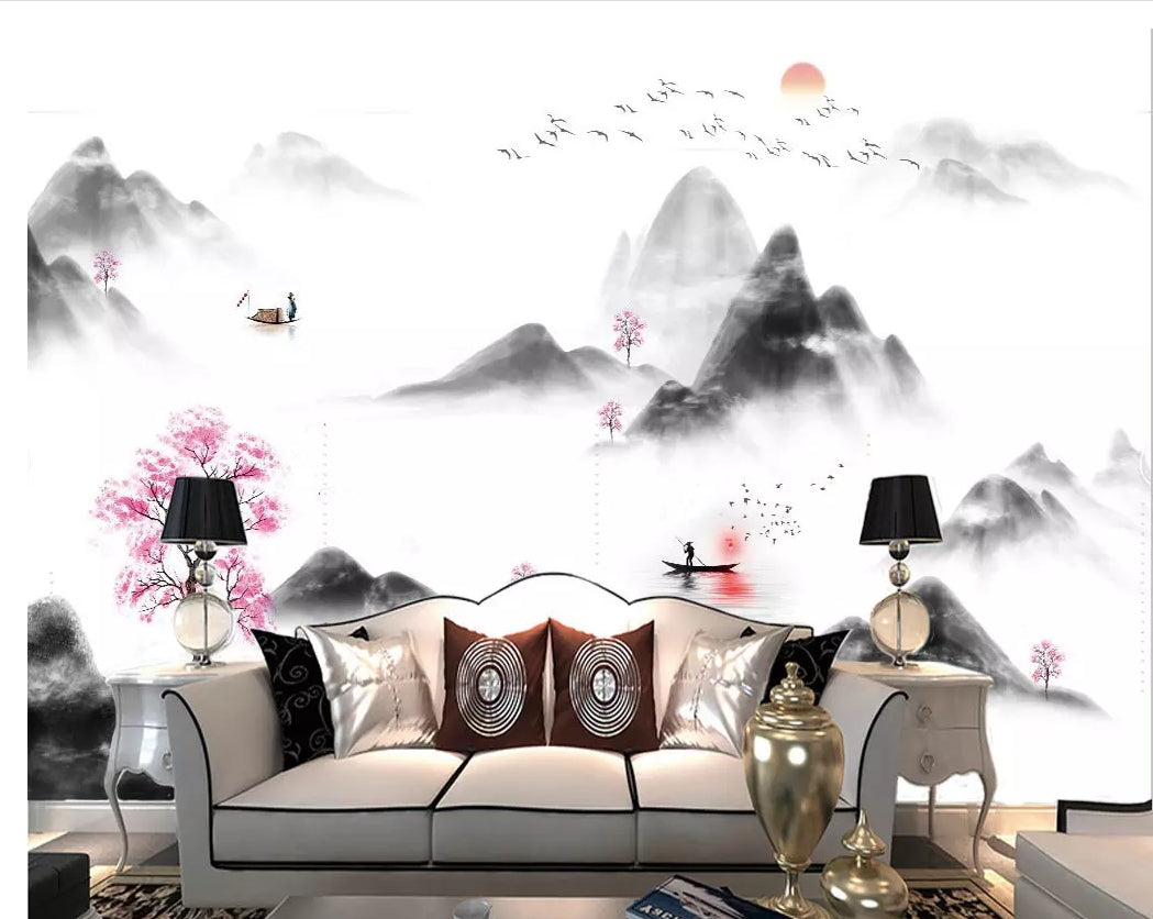 3D Misty Mountain Forest WC68 Wall Murals Wallpaper AJ Wallpaper 2 