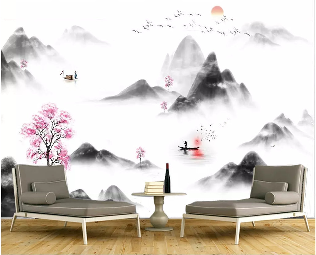 3D Misty Mountain Forest WC68 Wall Murals Wallpaper AJ Wallpaper 2 