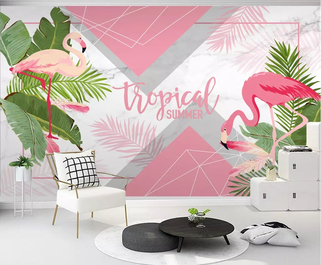 3D Pink Flamingo WC58 Wall Murals Wallpaper AJ Wallpaper 2 