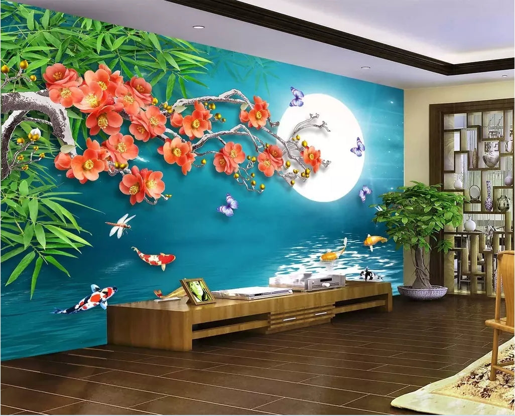 3D Flower Moon WC88 Wall Murals Wallpaper AJ Wallpaper 2 