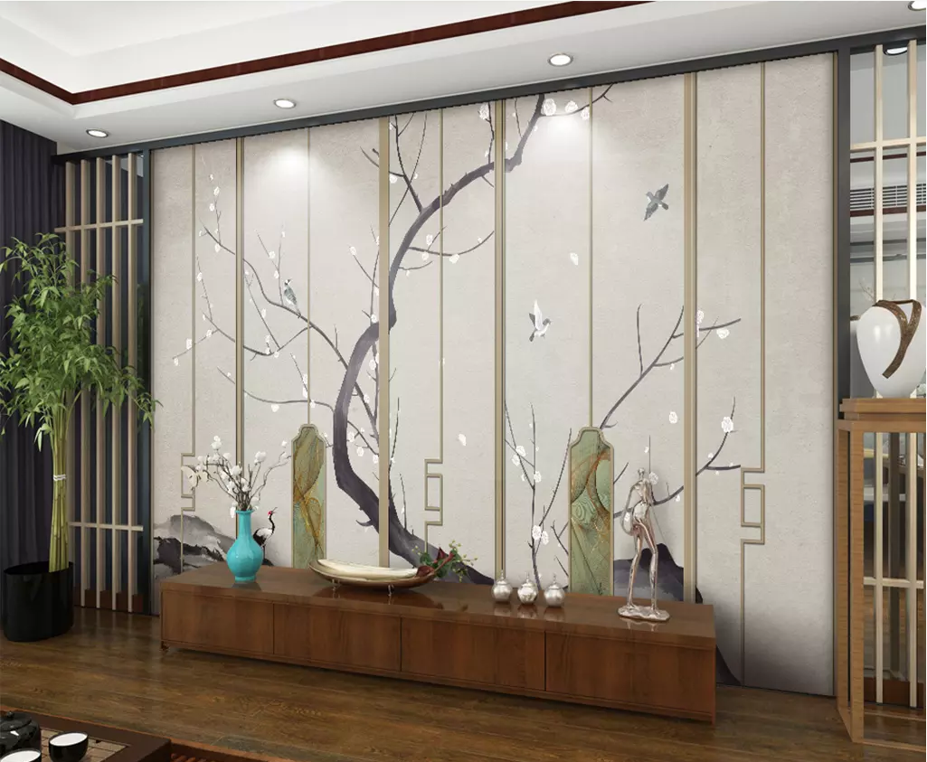 3D Plum Crane Bird WG1217 Wall Murals