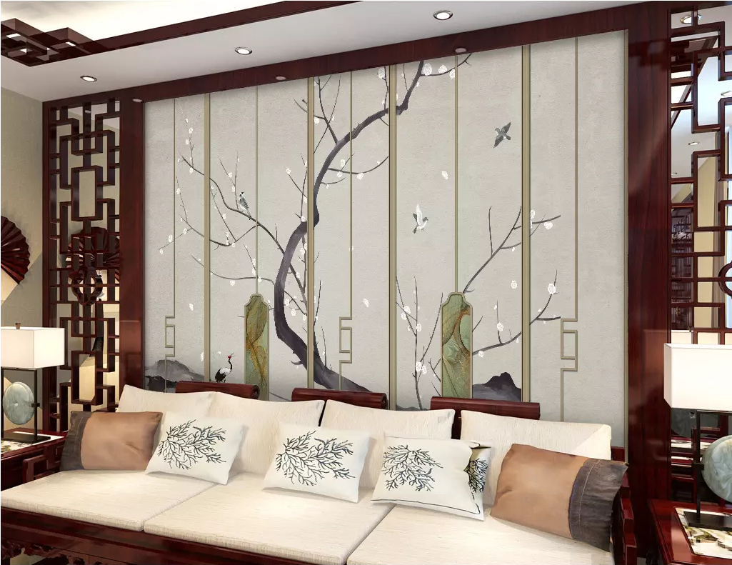 3D Plum Crane Bird WG1217 Wall Murals