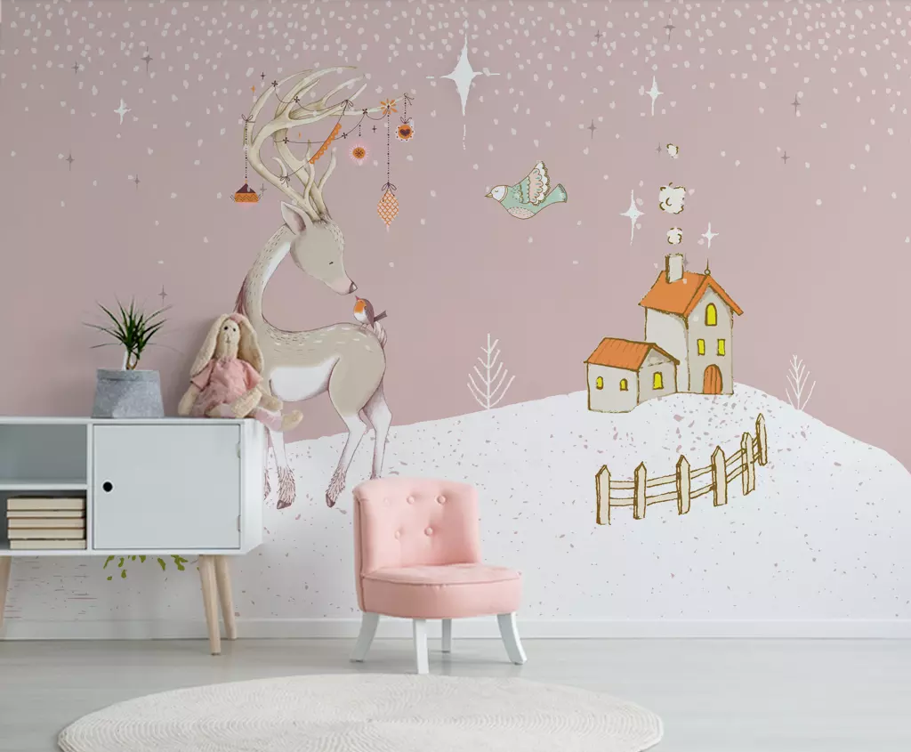 3D House Deer Bird WG1264 Wall Murals