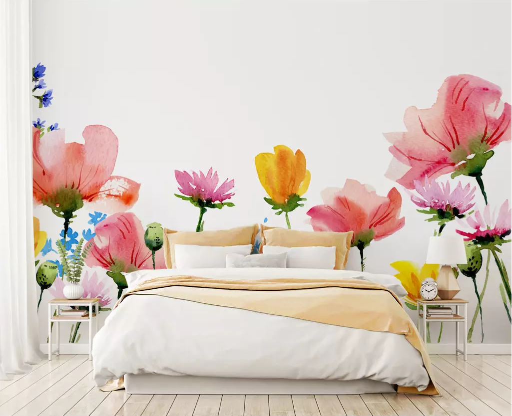 3D Colored Flowers WC75 Wall Murals Wallpaper AJ Wallpaper 2 