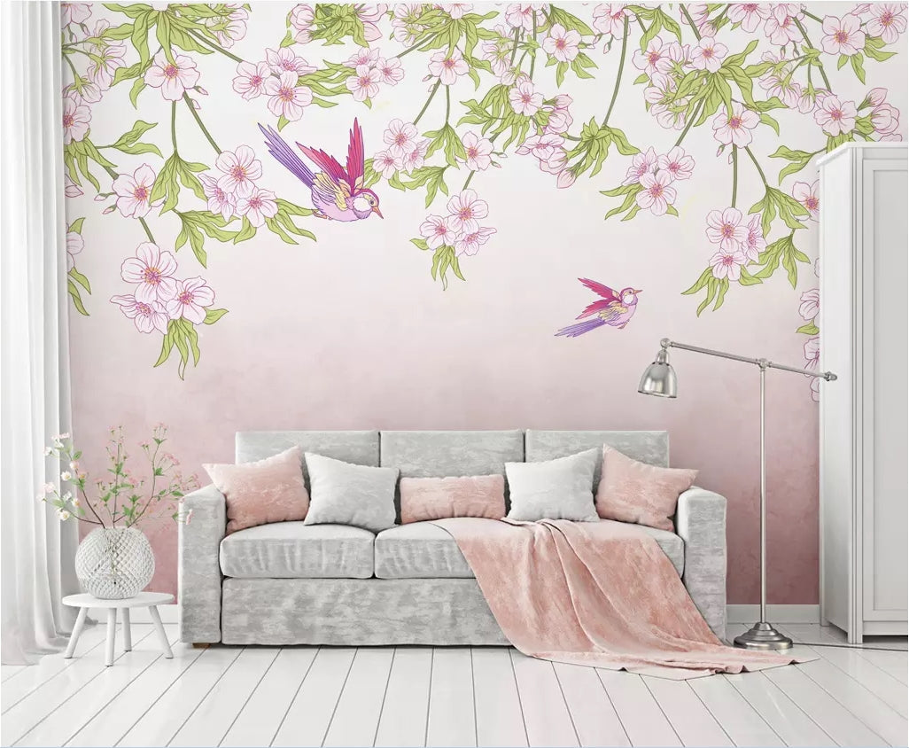 3D Peach Blossom Magpie WC13 Wall Murals Wallpaper AJ Wallpaper 2 