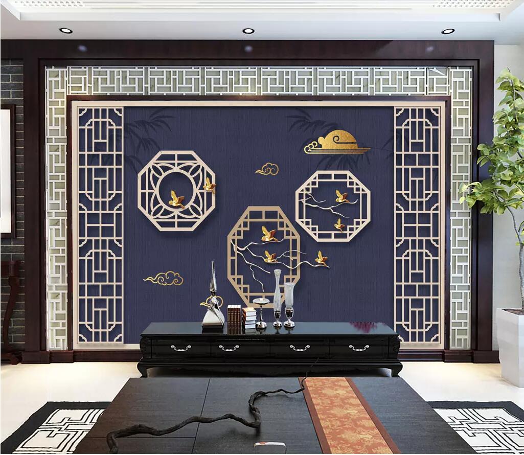 3D Golden Geometry WC27 Wall Murals Wallpaper AJ Wallpaper 2 