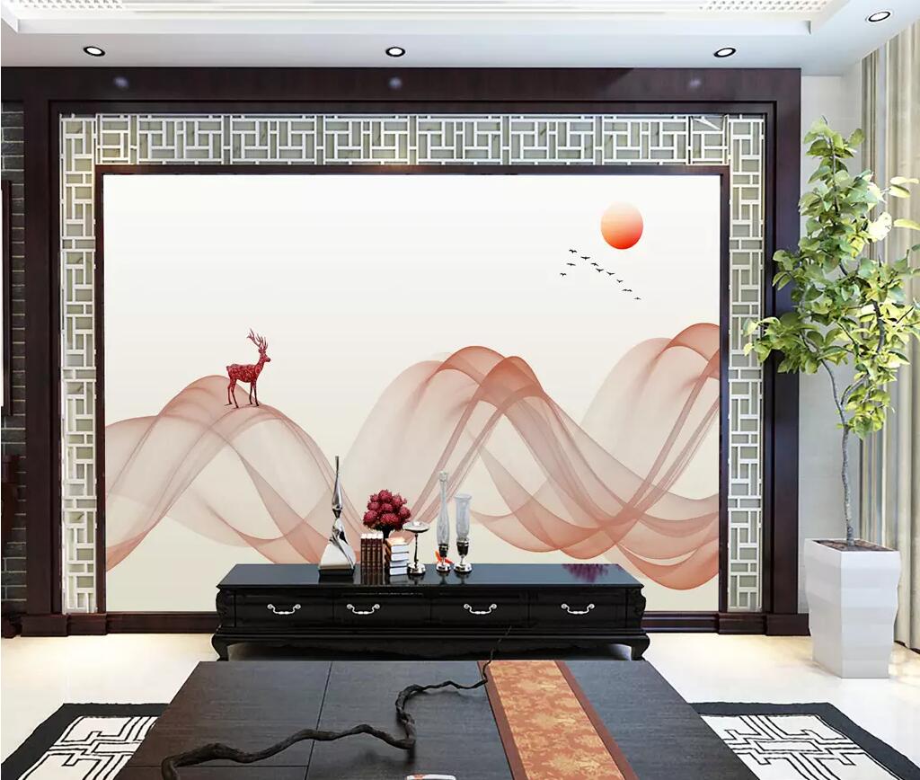 3D Sun Red Deer WG1220 Wall Murals