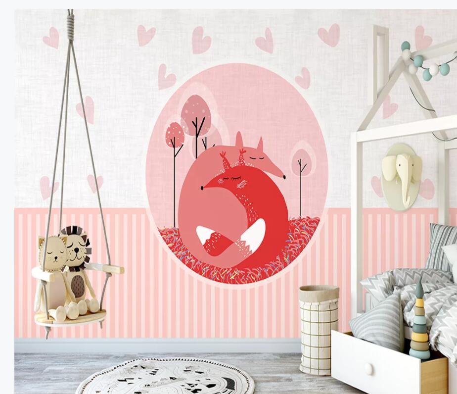 3D Pink Fox WG1162 Wall Murals