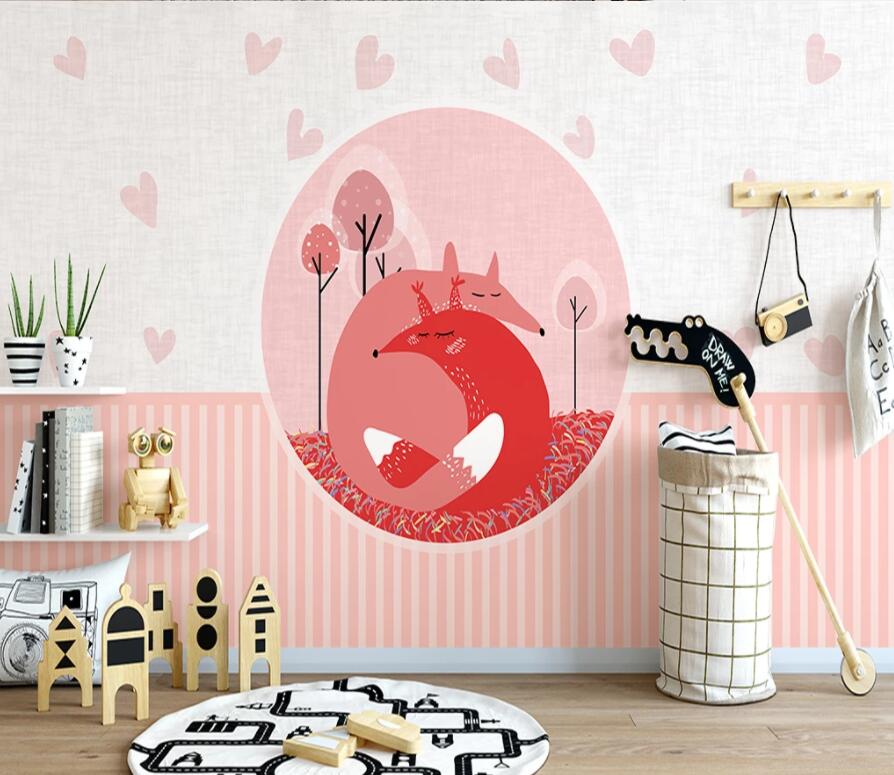 3D Pink Fox WG1162 Wall Murals