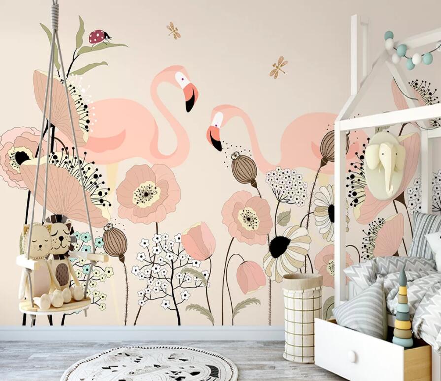 3D Insect Flamingo WG1152 Wall Murals