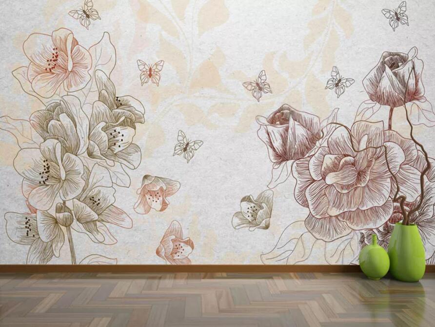 3D Flower Butterfly 170 Wall Murals Wallpaper AJ Wallpaper 2 