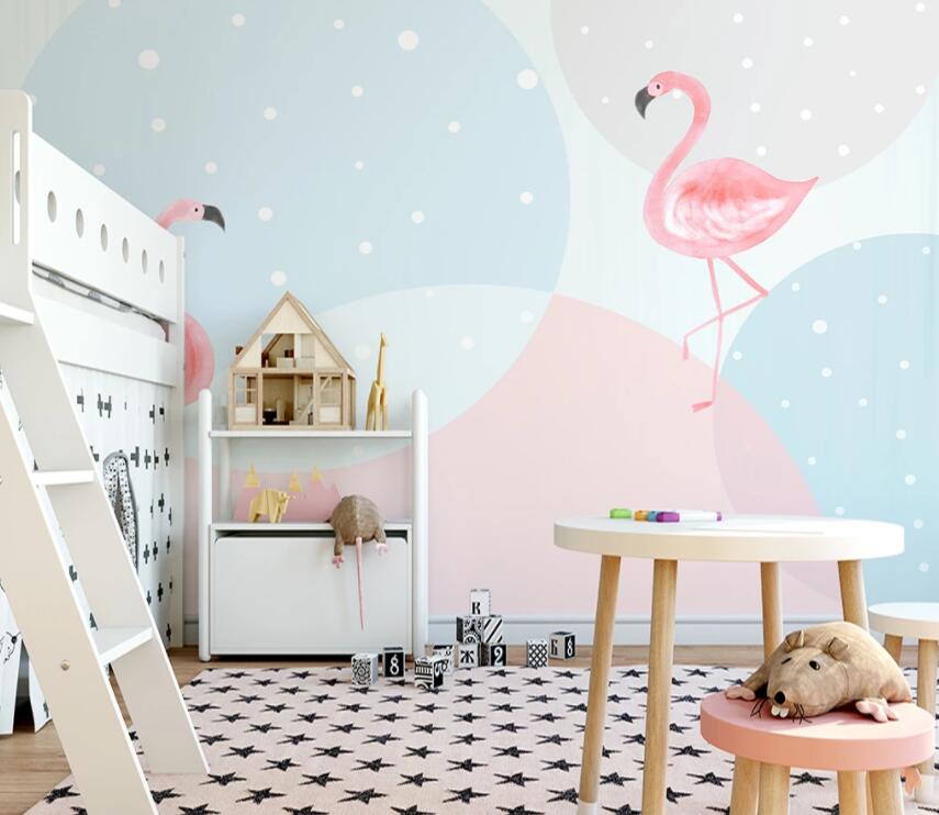 3D Round Flamingo WG1138 Wall Murals