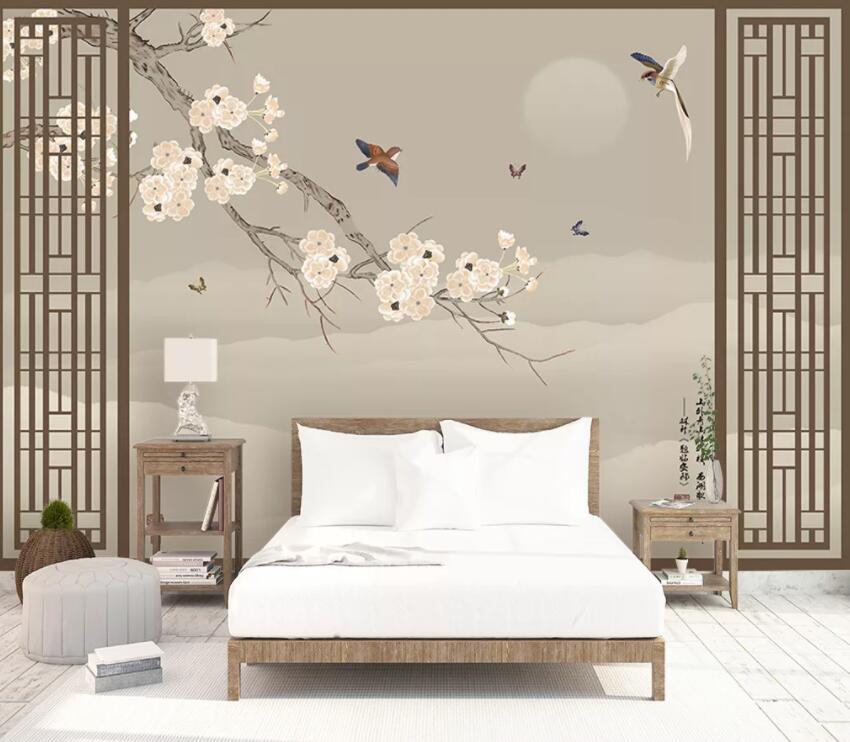 3D Flower Bird WC35 Wall Murals Wallpaper AJ Wallpaper 2 