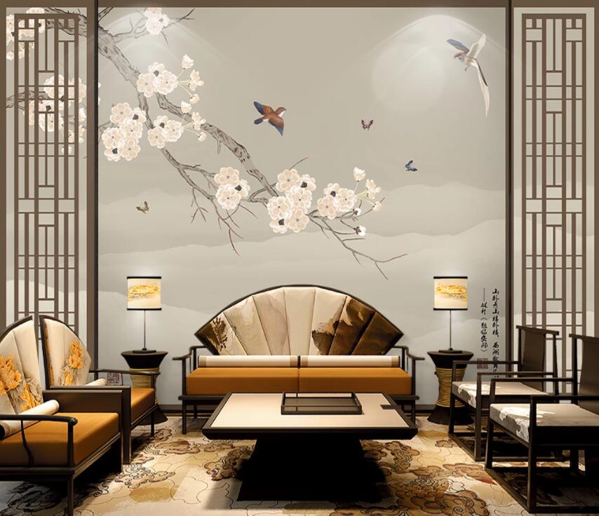 3D Flower Bird WC35 Wall Murals Wallpaper AJ Wallpaper 2 
