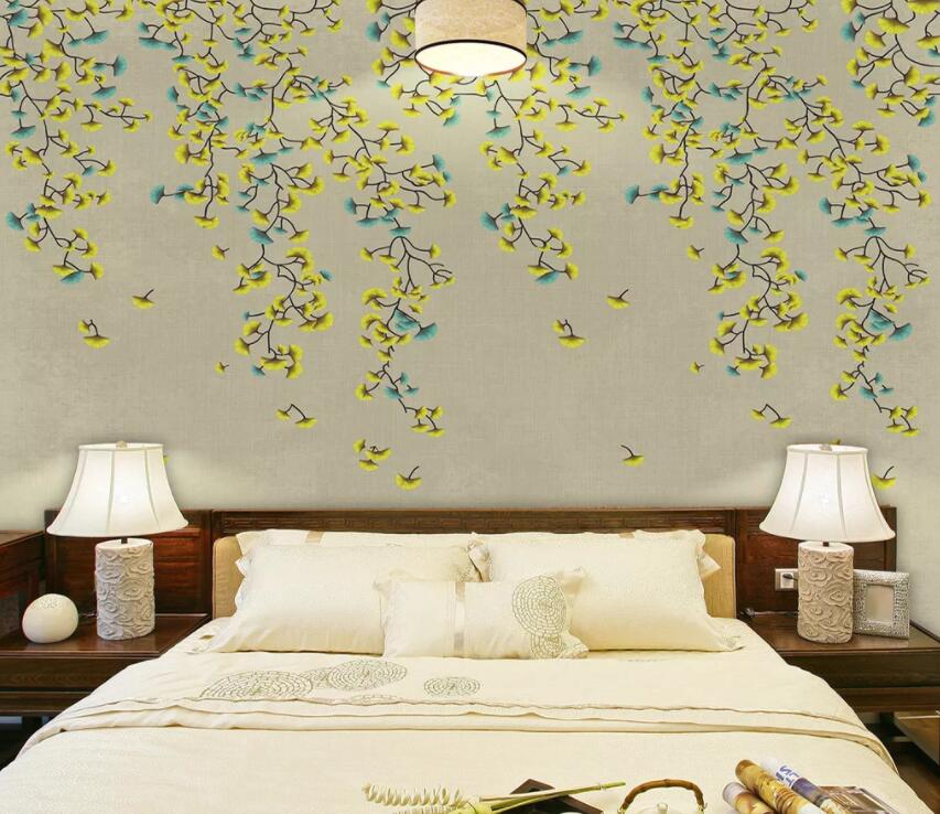 3D Yellow Flower 043 Wall Murals Wallpaper AJ Wallpaper 2 