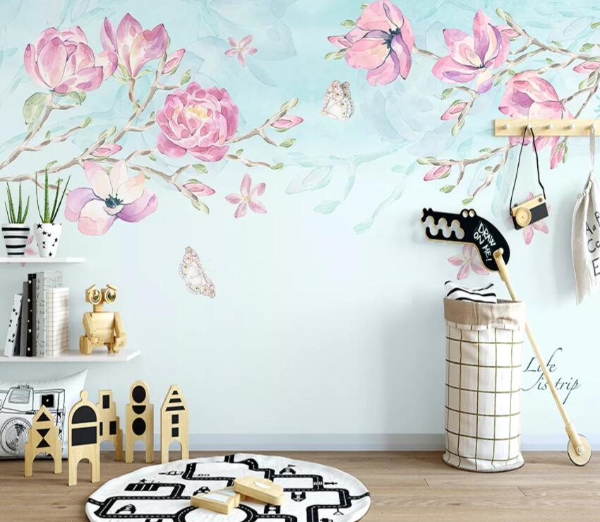 3D Flower Butterfly WC88 Wall Murals Wallpaper AJ Wallpaper 2 