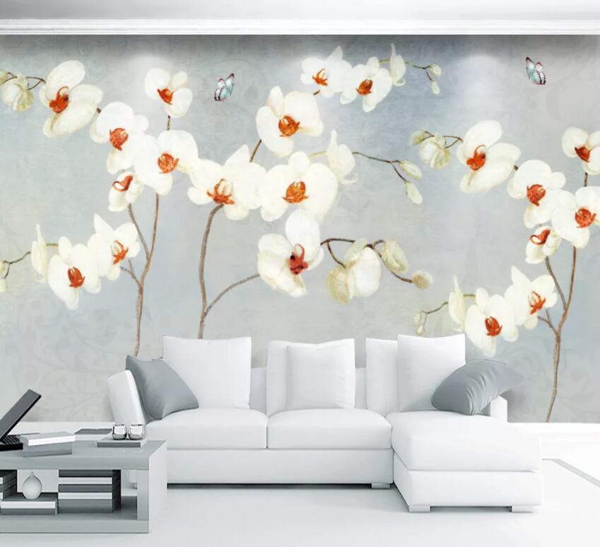 3D White Flowers 636 Wall Murals Wallpaper AJ Wallpaper 2 