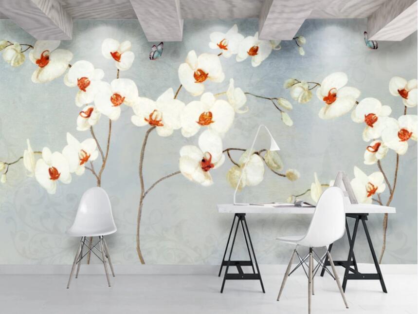 3D White Flowers 636 Wall Murals Wallpaper AJ Wallpaper 2 