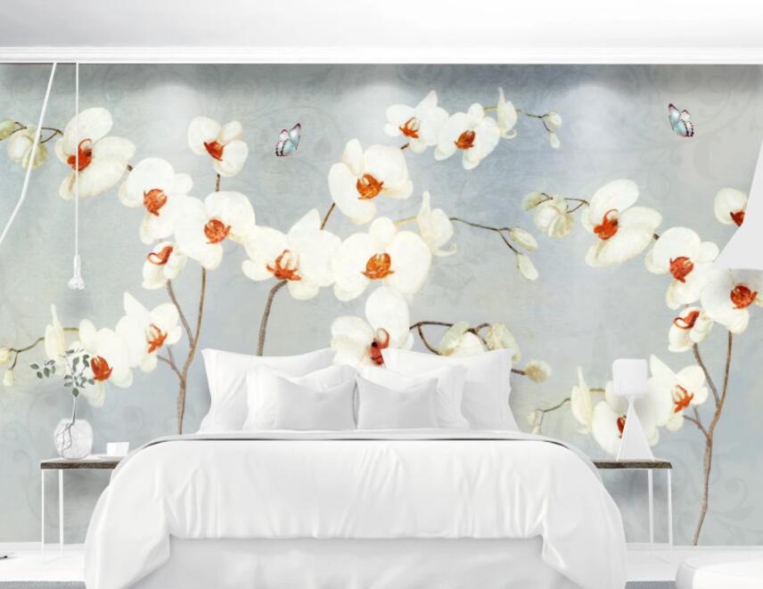 3D White Flowers 636 Wall Murals Wallpaper AJ Wallpaper 2 