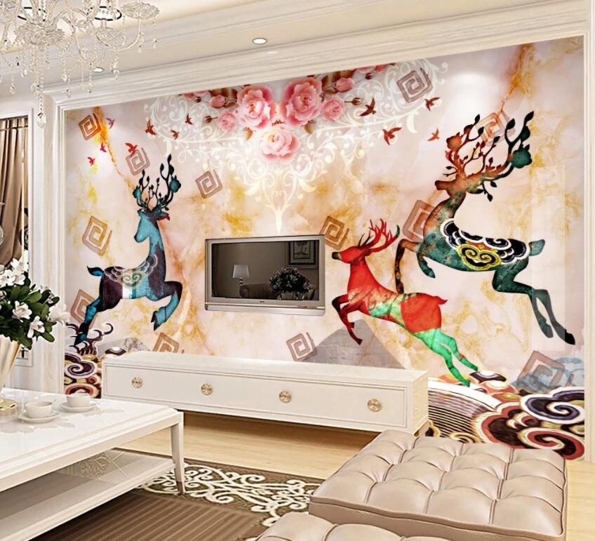 3D Colored Fawn 620 Wall Murals Wallpaper AJ Wallpaper 2 