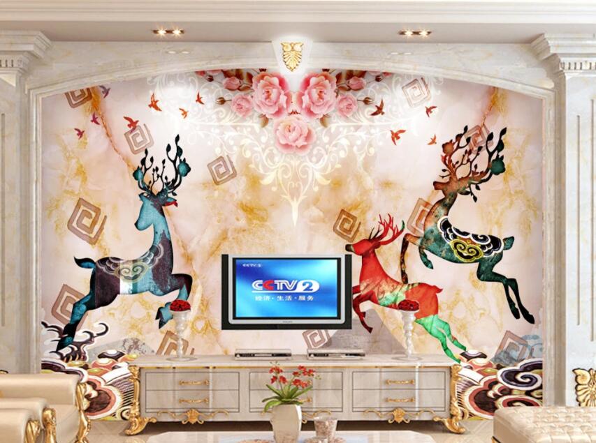 3D Colored Fawn 620 Wall Murals Wallpaper AJ Wallpaper 2 