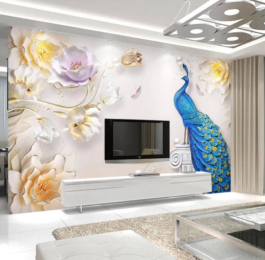 3D Flower Peacock 541 Wall Murals Wallpaper AJ Wallpaper 2 