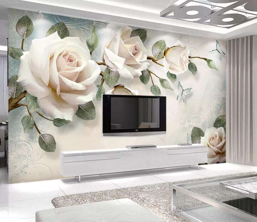 3D White Flowers 478 Wall Murals Wallpaper AJ Wallpaper 2 