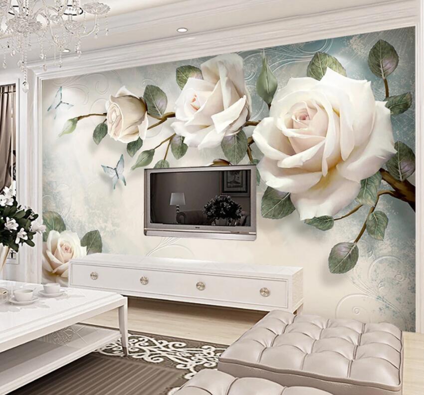 3D White Flowers 478 Wall Murals Wallpaper AJ Wallpaper 2 