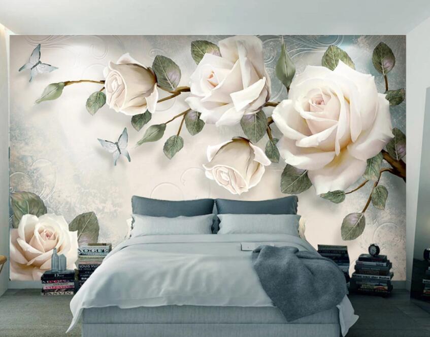 3D White Flowers 478 Wall Murals Wallpaper AJ Wallpaper 2 
