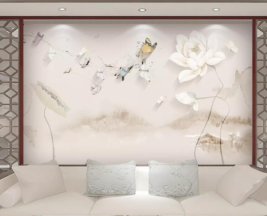 3D Butterfly Flower 424 Wall Murals Wallpaper AJ Wallpaper 2 