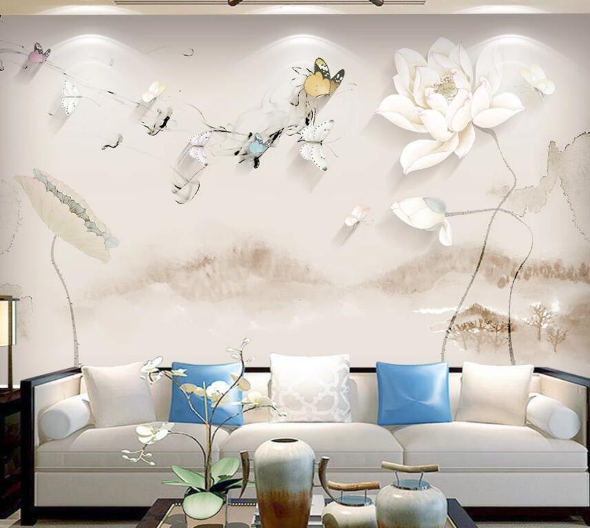 3D Butterfly Flower 424 Wall Murals Wallpaper AJ Wallpaper 2 