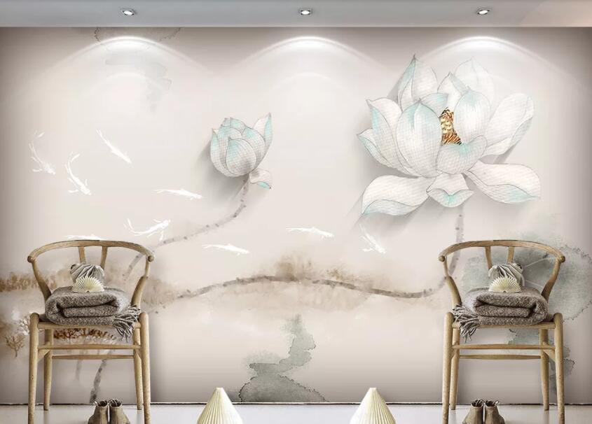 3D Lotus 373 Wall Murals Wallpaper AJ Wallpaper 2 
